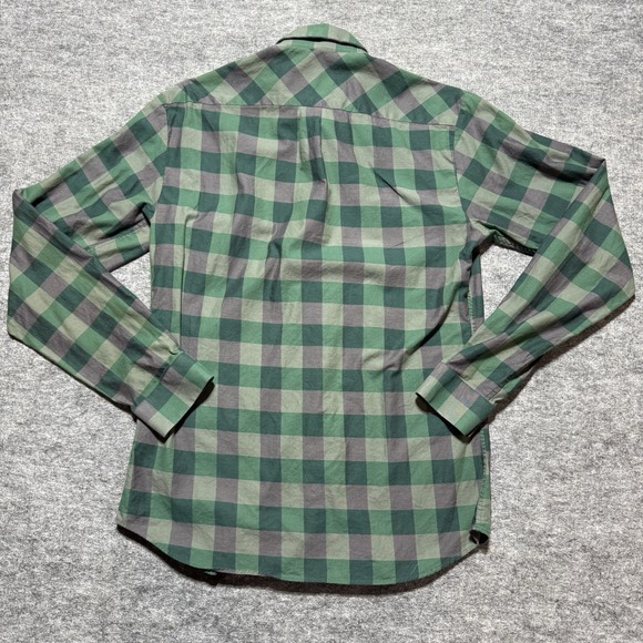 Jared Lang Mens Shirt Medium Green Black Check Long Sleeve Slim Fit Button Up - Picture 10 of 10